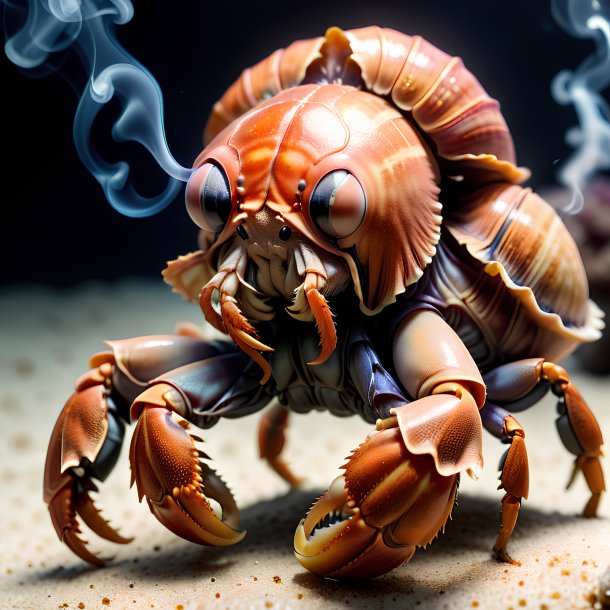 Photo d'un crabe ermite fumant