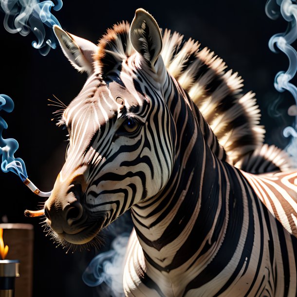 Imagem de uma zebra fumando