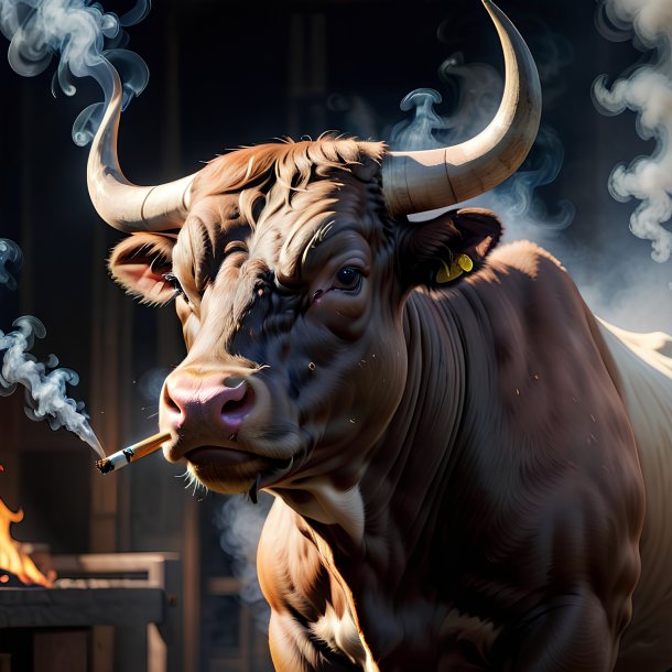 Picture of a smoking bull