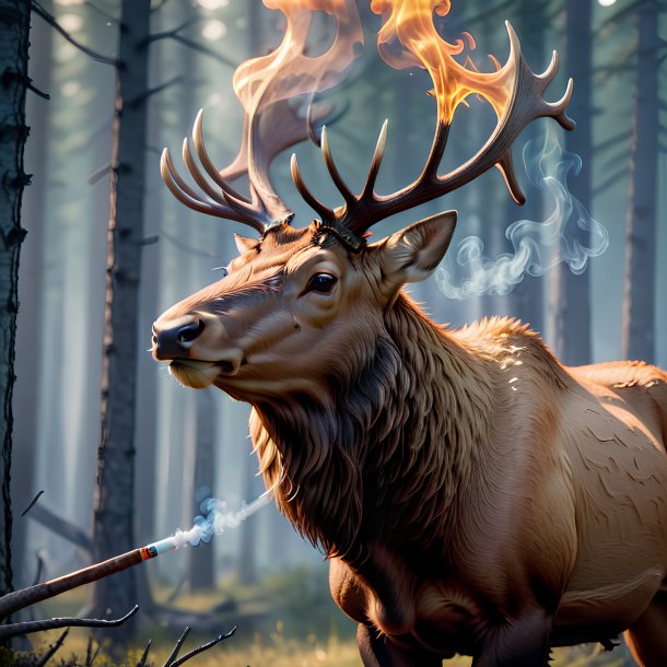 Picture of a smoking elk