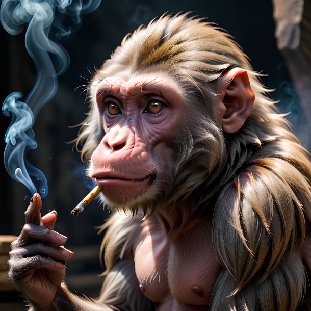 Picture of a smoking baboon