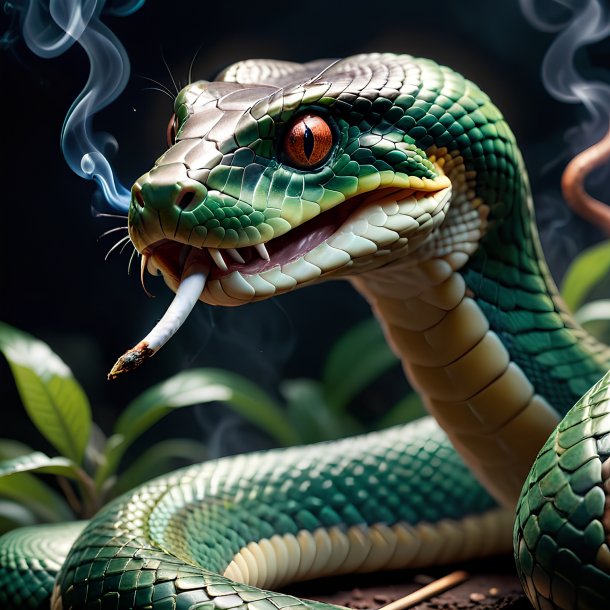 Imagem de uma cobra fumando