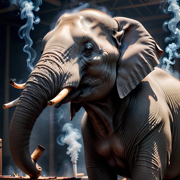 Picture of a smoking elephant