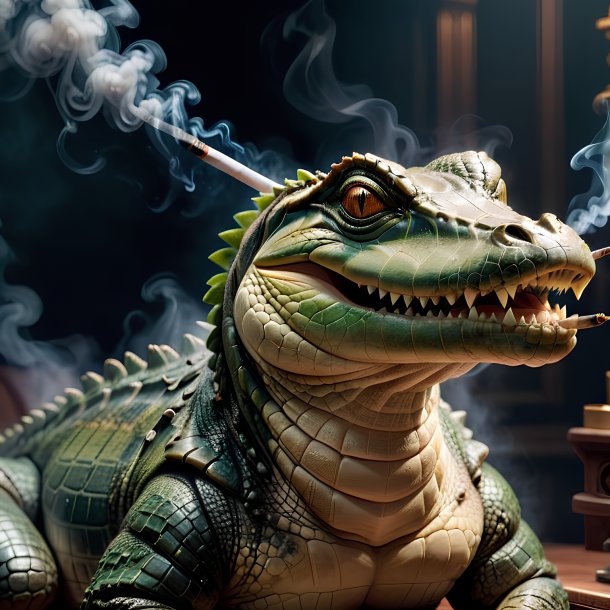 Imagem de um crocodilo fumando