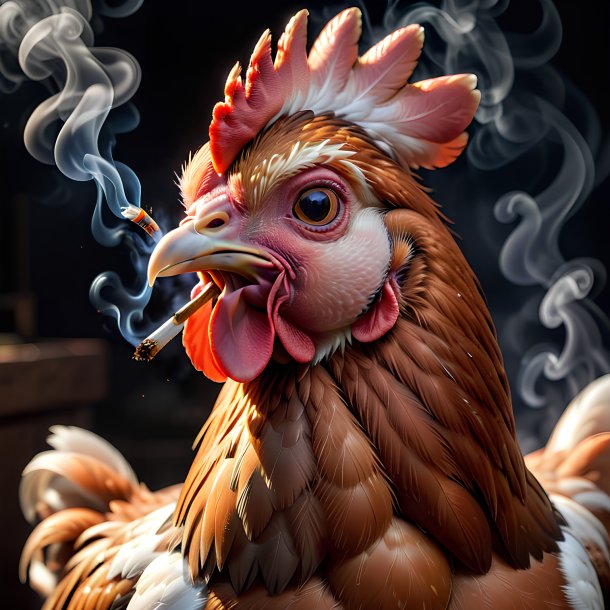 Photo d'une poule fumeuse