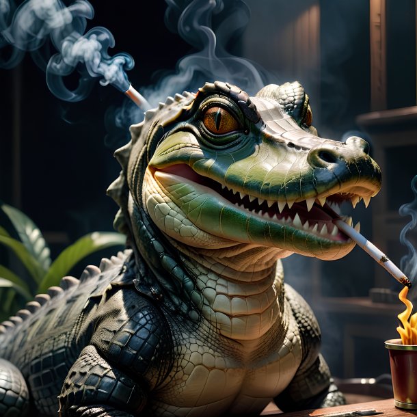Picture of a smoking alligator