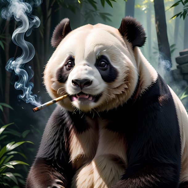 Picture of a smoking giant panda
