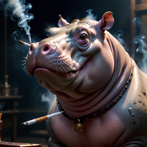 Picture of a smoking hippopotamus