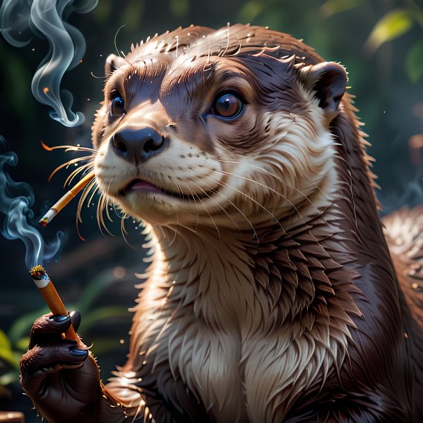 Picture of a smoking otter