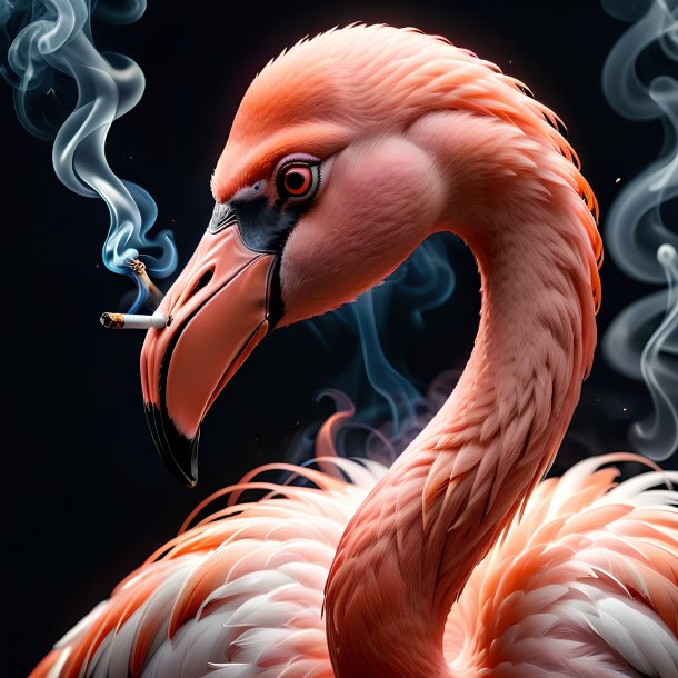 Imagem de um flamingo fumante