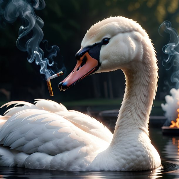 Imagem de um cisne fumando