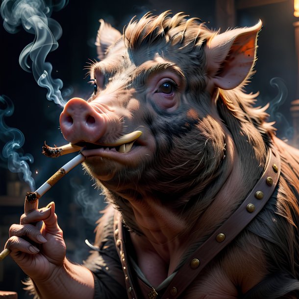 Picture of a smoking boar