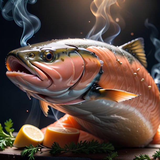 Picture of a smoking salmon