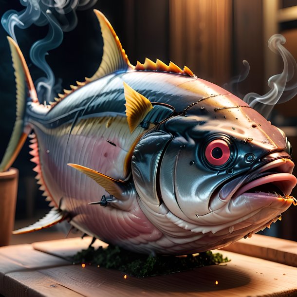 Picture of a smoking tuna