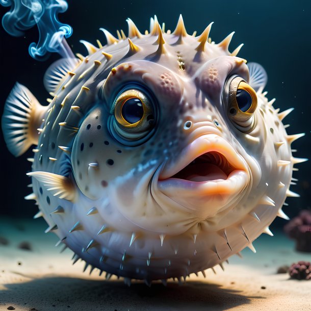 Picture of a smoking pufferfish