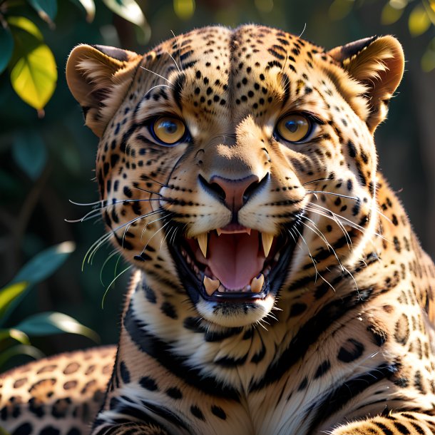 Imagem de um leopardo sorridente