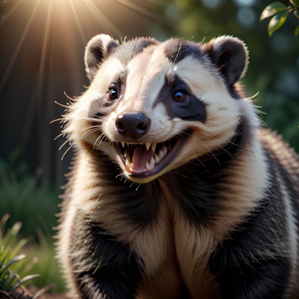 Imagem de um texugo sorridente