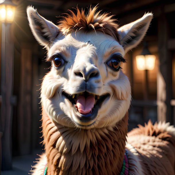 Photo d'un lama souriant