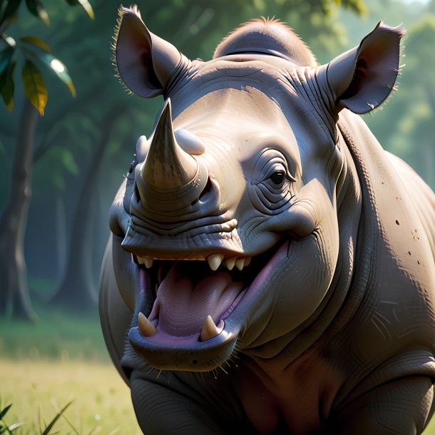 Photo d'un rhinocéros souriant