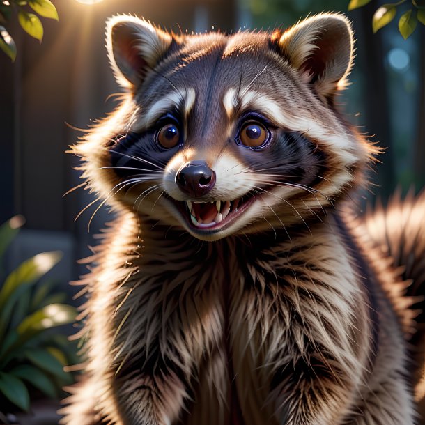 Picture of a smiling raccoon