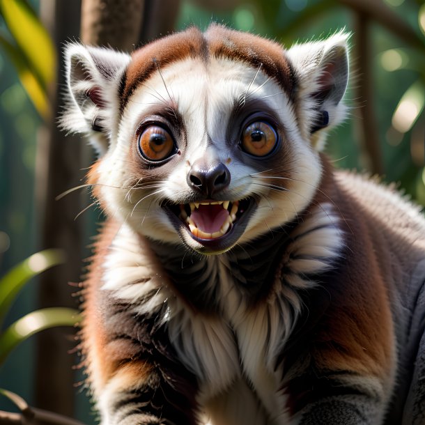 Photo d'un lémur souriant