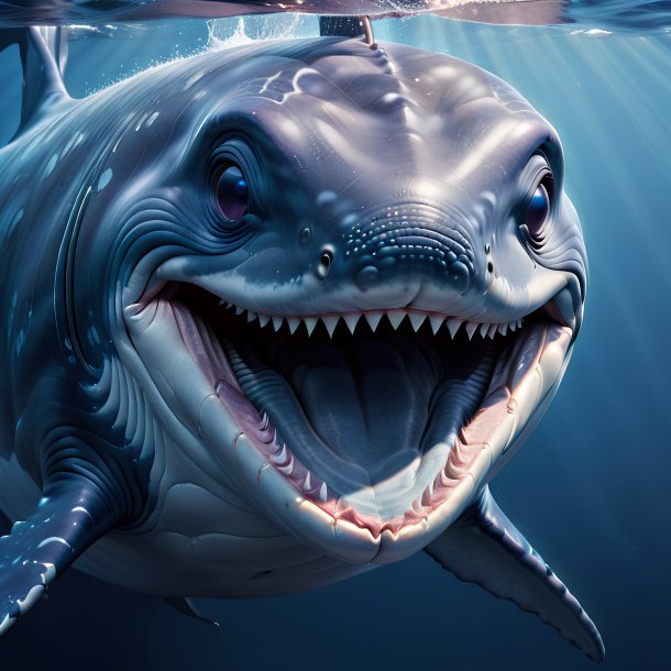 Picture of a smiling blue whale