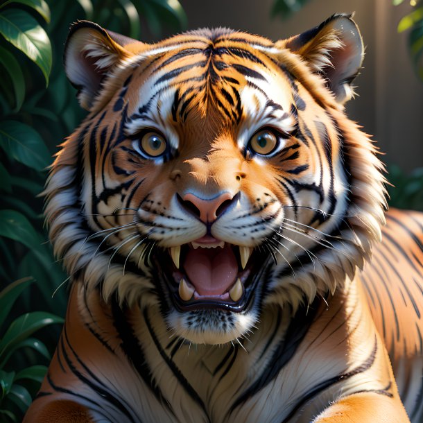 Imagem de um tigre sorridente