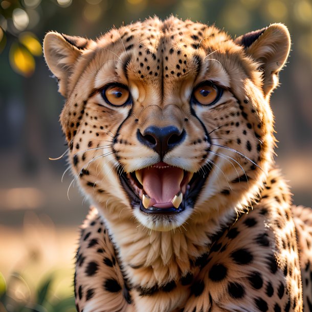 Photo d'un guépard souriant