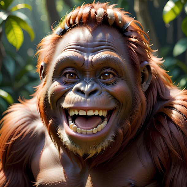 Photo d'un orangutan souriant