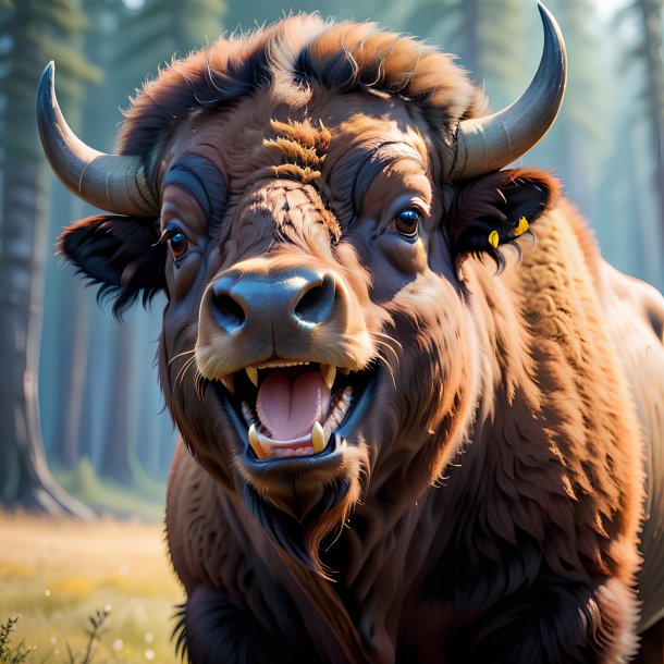 Imagem de um bisonte sorridente