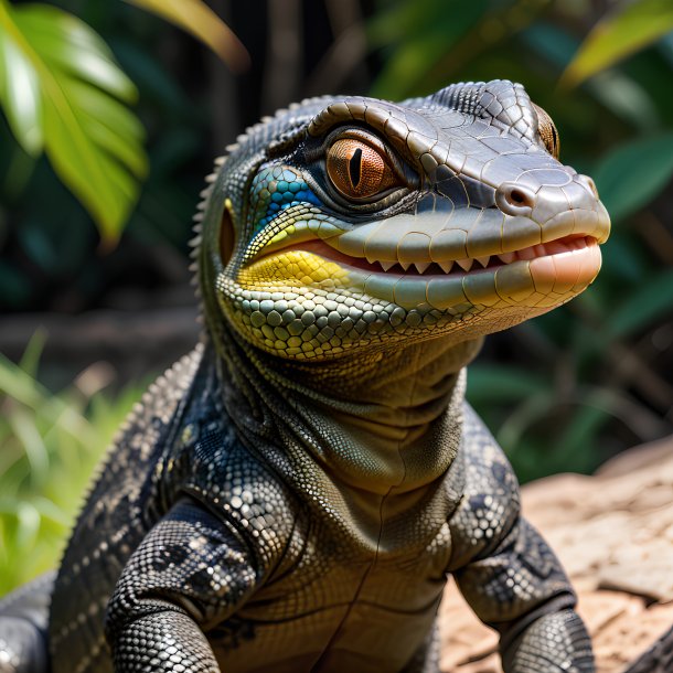 Foto de un lagarto sonriente monitor