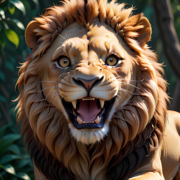 Foto de un león sonriente