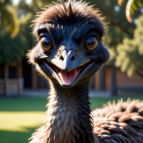 Imagem de uma emu sorridente