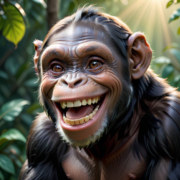 Imagem de um chimpanzé sorridente