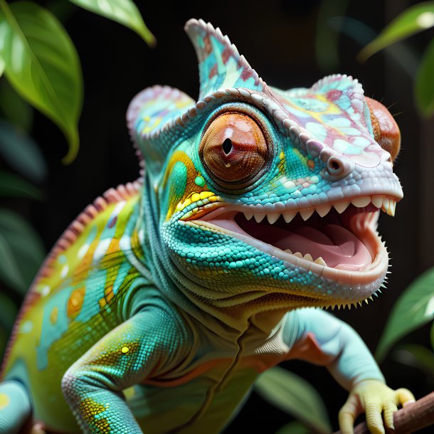 Photo d'un caméléon souriant