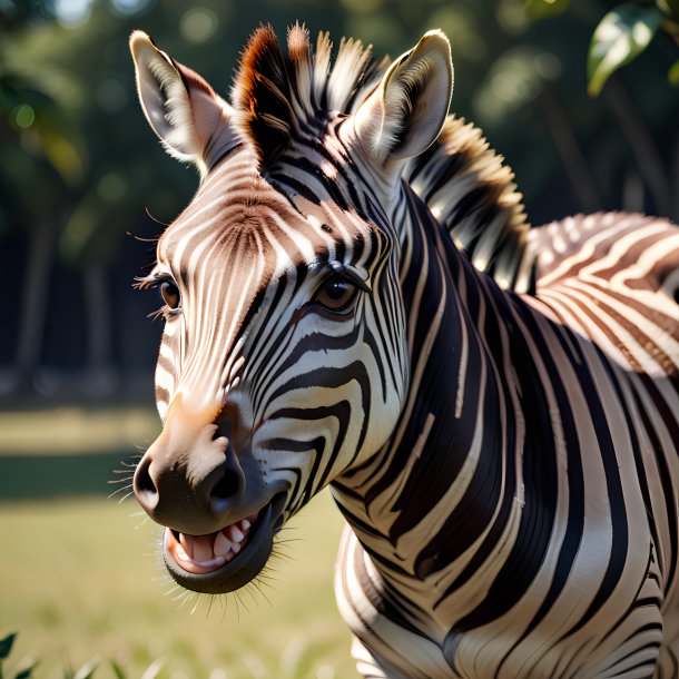 Imagem de uma zebra sorridente