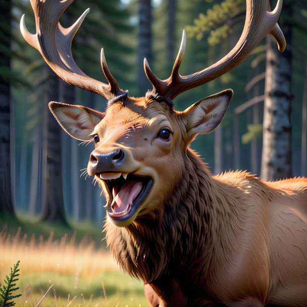 Photo d'un wapiti souriant