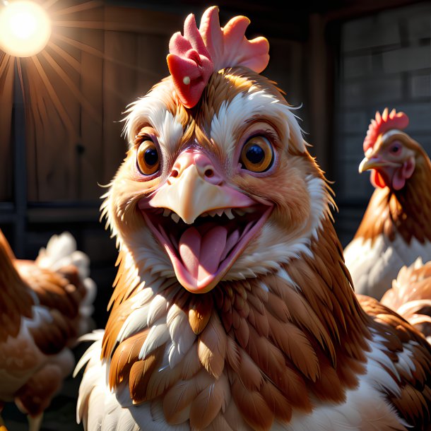 Photo d'une poule souriante