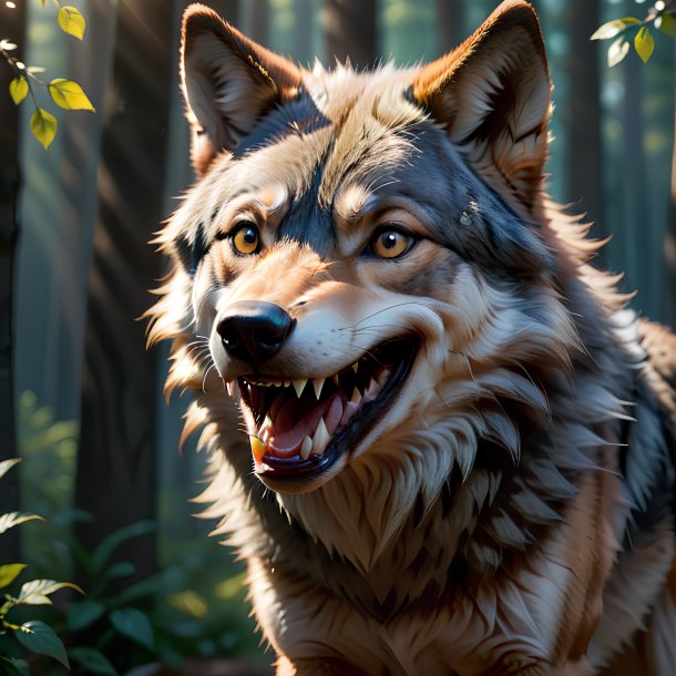 Picture of a smiling wolf