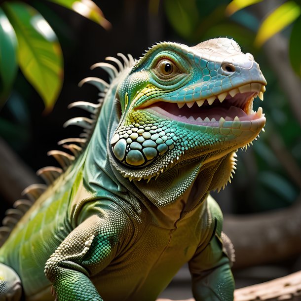 Imagem de uma iguana sorridente