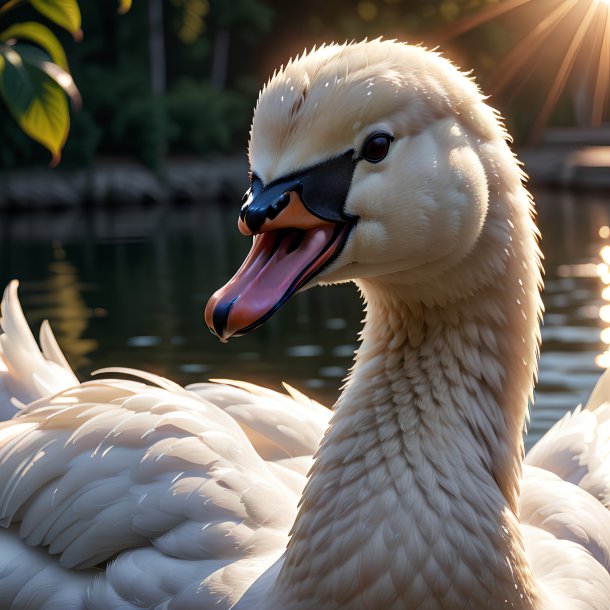 Imagem de um cisne sorridente