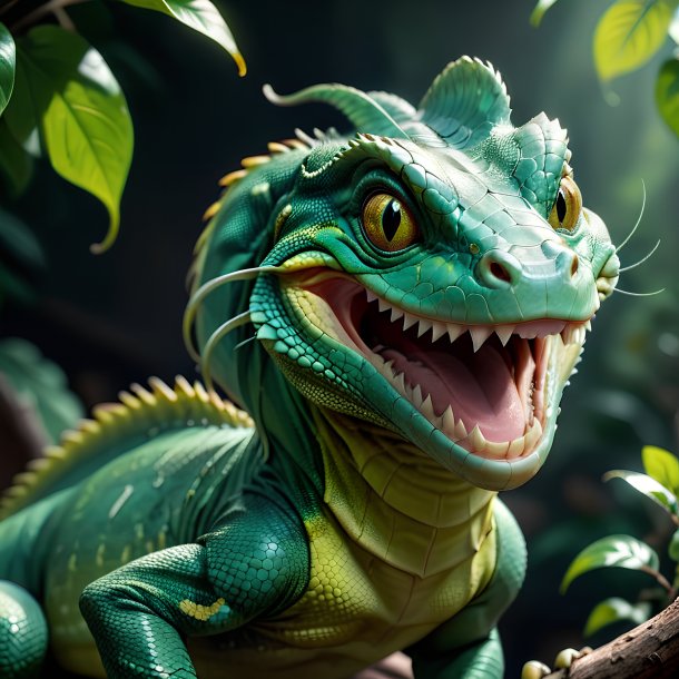 Imagem de um basilisk sorridente