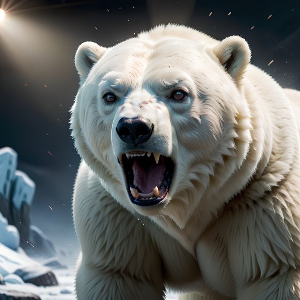 Imagem de um urso polar irritado