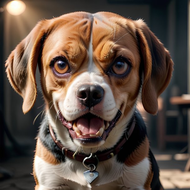 Imagem de um beagle irritado