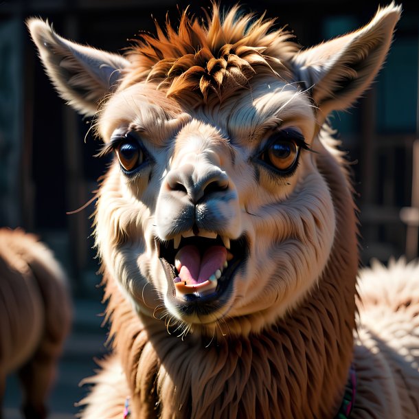 Photo d'un lama en colère