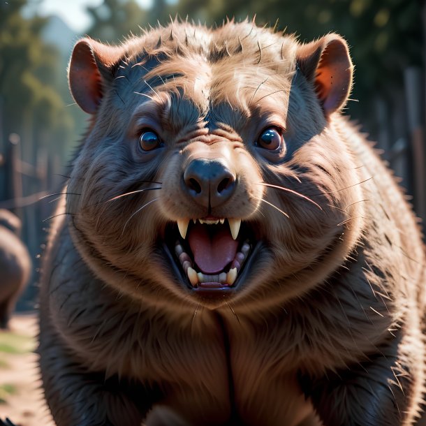 Imagen de un wombat enojado