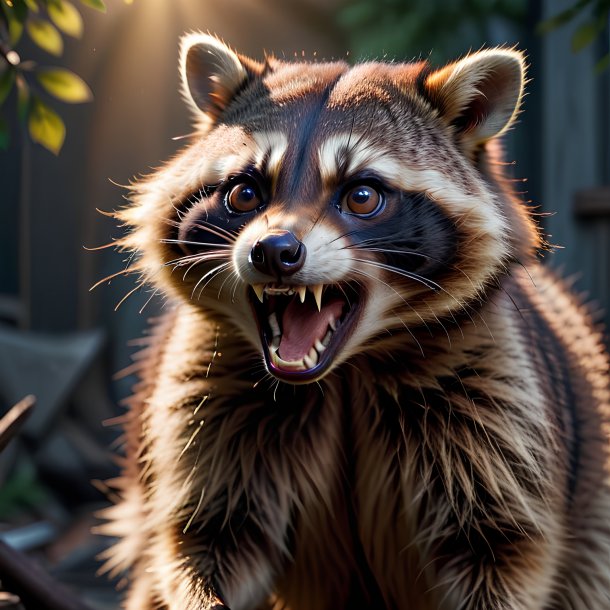 Photo d'un raton laveur en colère