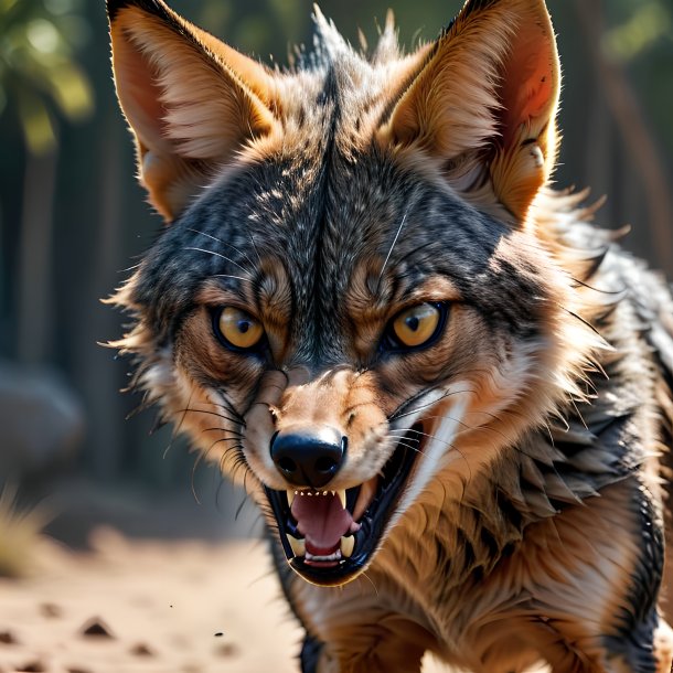 Picture of a angry jackal