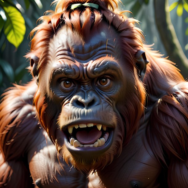 Picture of a angry orangutan