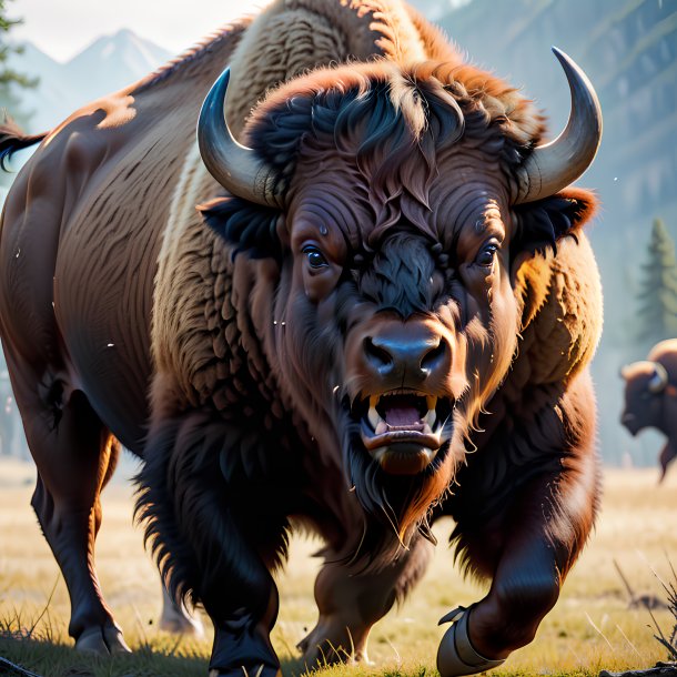 Picture of a angry bison